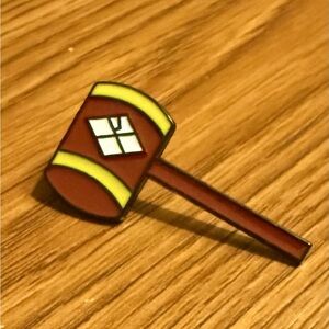 Women’s Accessories Twisted Art Red&Yellow Hammer Enamel Pin with Accents